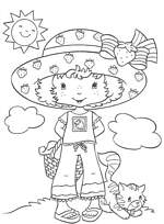 coloriage charlotte se promene avec son chat